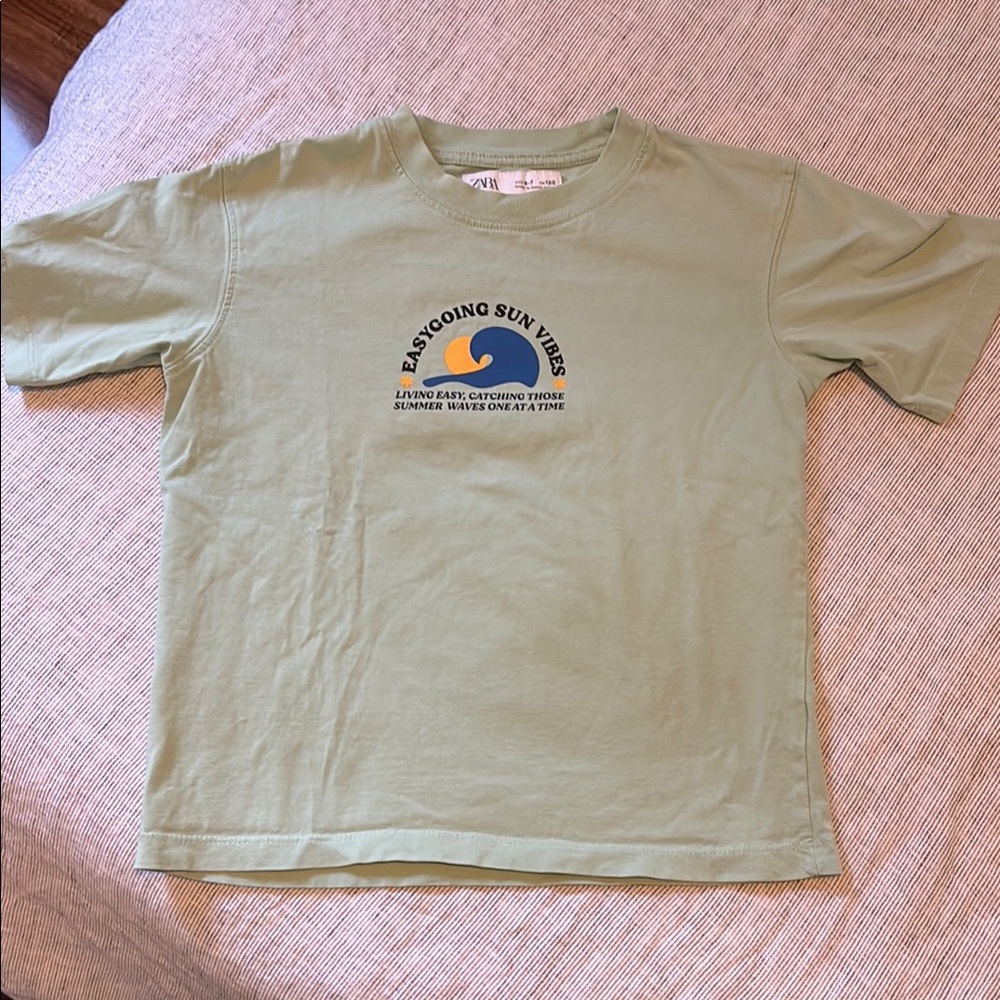 Kids' Short Sleeve Graphic Tee - Mint Green "Easygoing Sun Vibes"